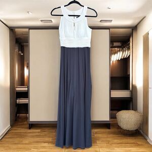 Melrose White & Black Pleated/Rushed Long Formal Maxi Dress/Gown 2P Wedding